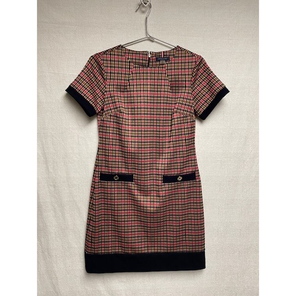 Tommy Hilfiger Short Sleeve Plaid Hounds Tooth Women's Shift Dress - SZ 2